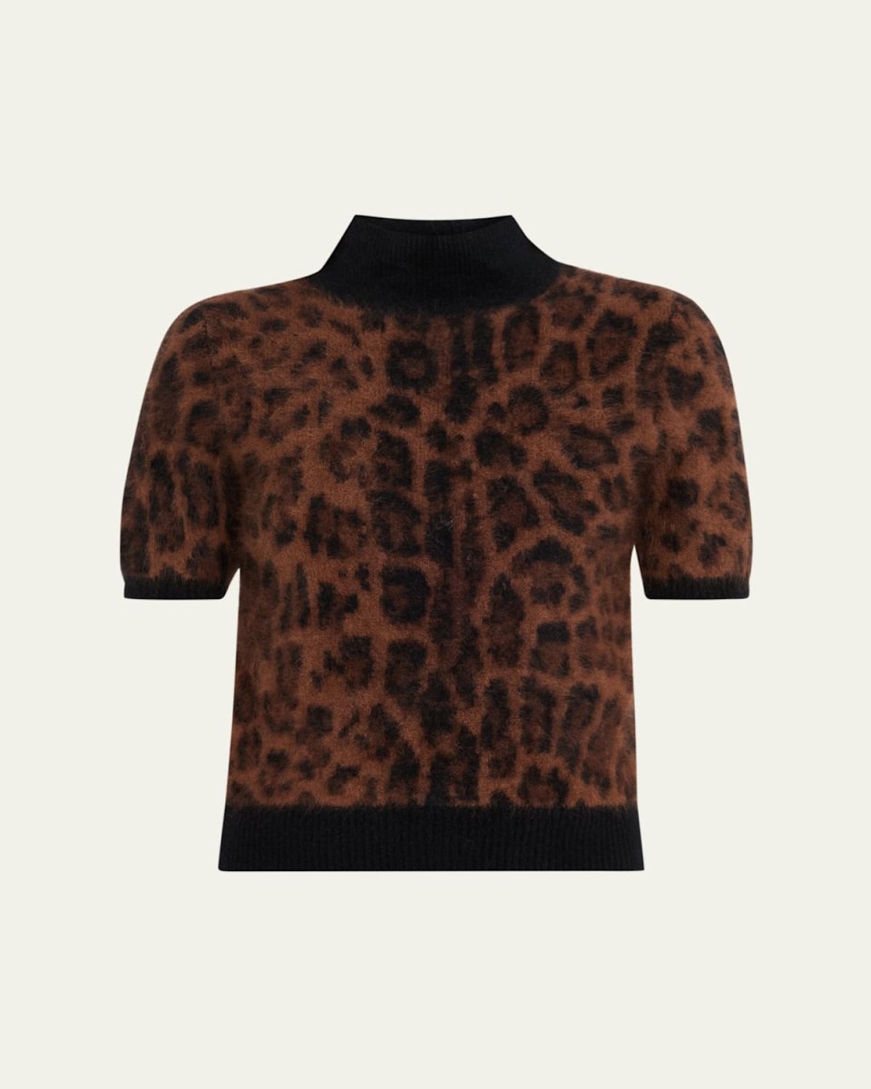 Ari Leopard Print Brushed Cashmere Sweat